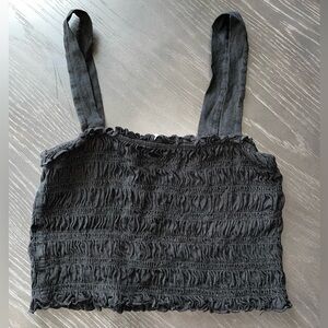 American Eagle Outfitters Black Smocked Crop Top